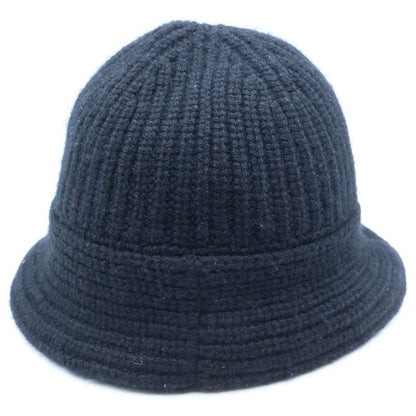 Celine Triomphe Crochet Cashmere Knit Bucket Hat Black