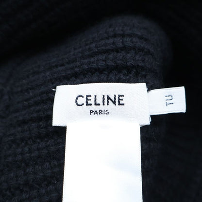 Celine Triomphe Crochet Cashmere Knit Bucket Hat Black