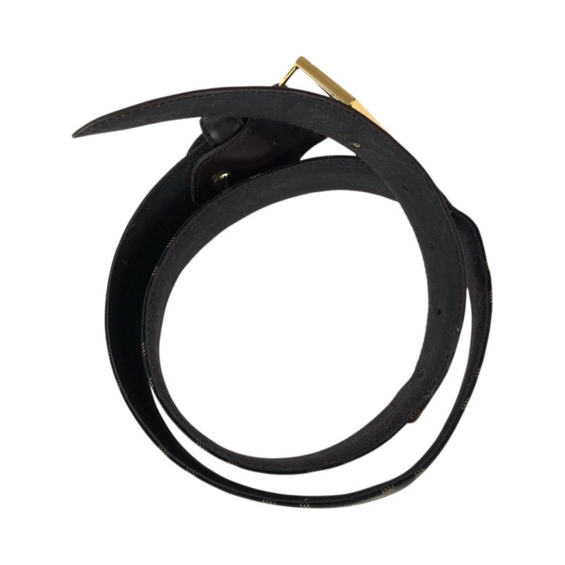 Fendi Zucca FF Logo Dark Brown Gold Canvas Leather Belt