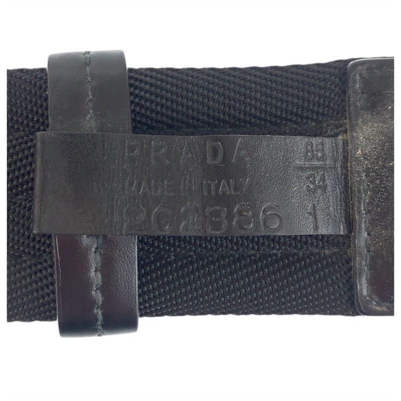 Prada Black Silver Nylon Belt Rolla Buckle
