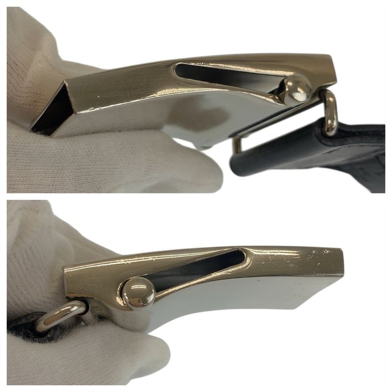 Prada Black Silver Nylon Belt Rolla Buckle