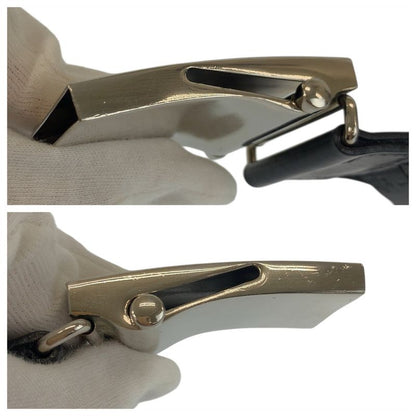 Prada Black Silver Nylon Belt Rolla Buckle