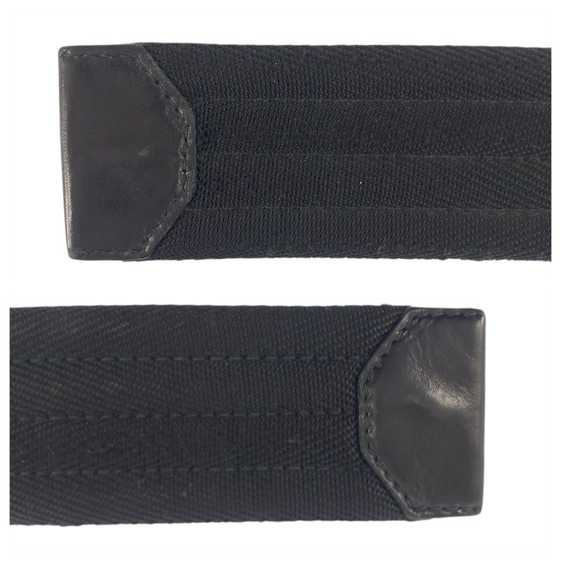 Prada Black Silver Nylon Belt Rolla Buckle