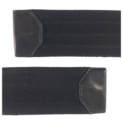 Prada Black Silver Nylon Belt Rolla Buckle