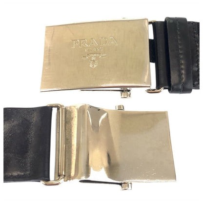 Prada Black Silver Nylon Belt Rolla Buckle