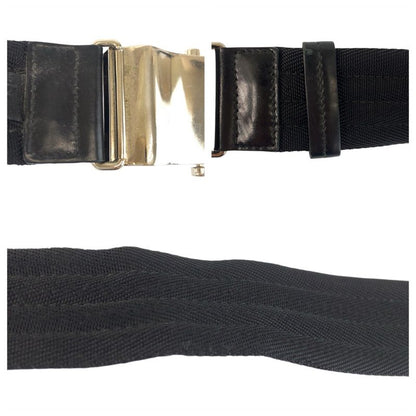 Prada Black Silver Nylon Belt Rolla Buckle