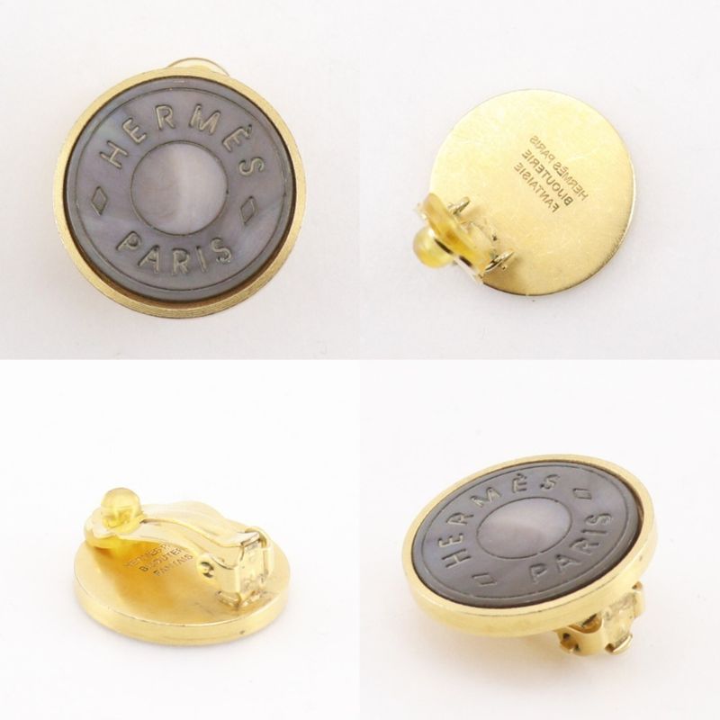 Hermes Series Gold Plated Shell Earrings