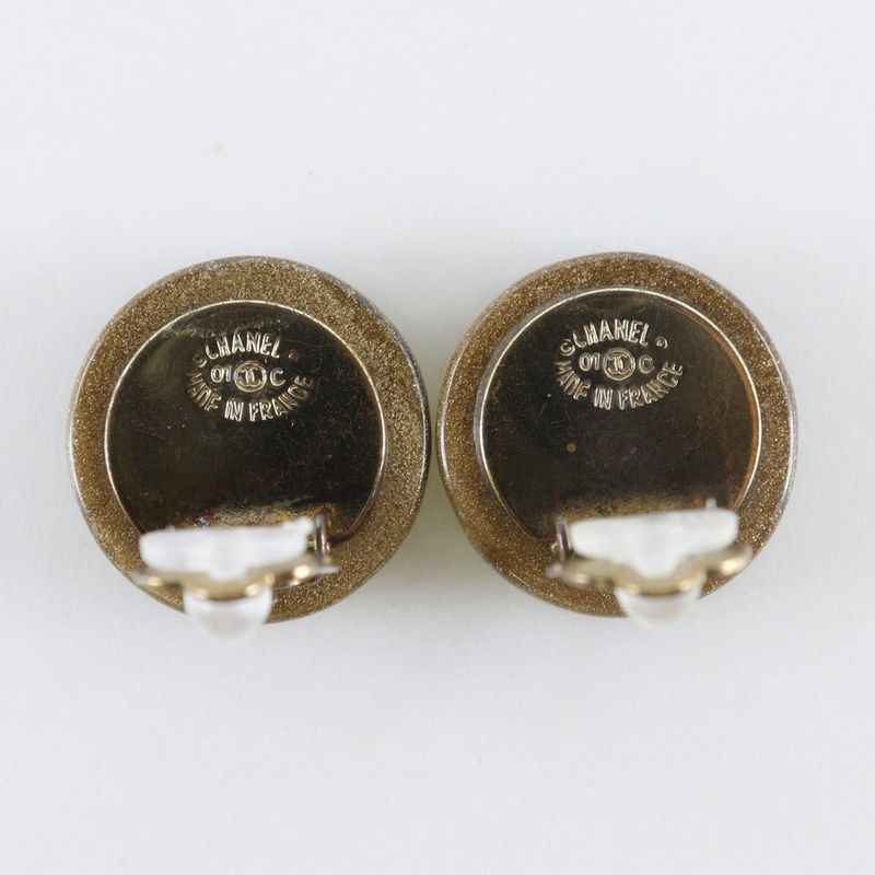 Chanel Clover Plastic Gold Plated 01c Earrings