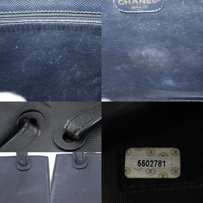Chanel Logo Caviar Leather Black Tote