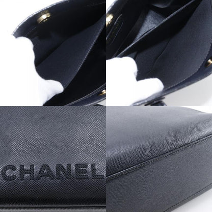 Chanel Logo Caviar Leather Black Tote