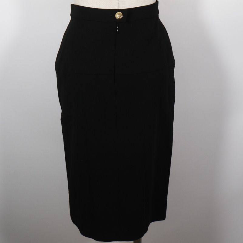 Chanel Tight Skirt Vintage Wool Black