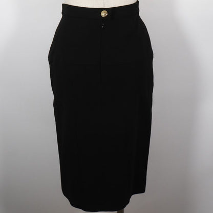 Chanel Tight Skirt Vintage Wool Black