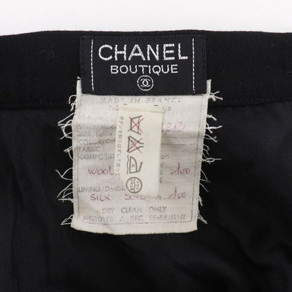 Chanel Tight Skirt Vintage Wool Black