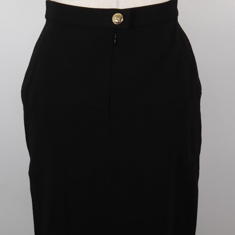 Chanel Tight Skirt Vintage Wool Black