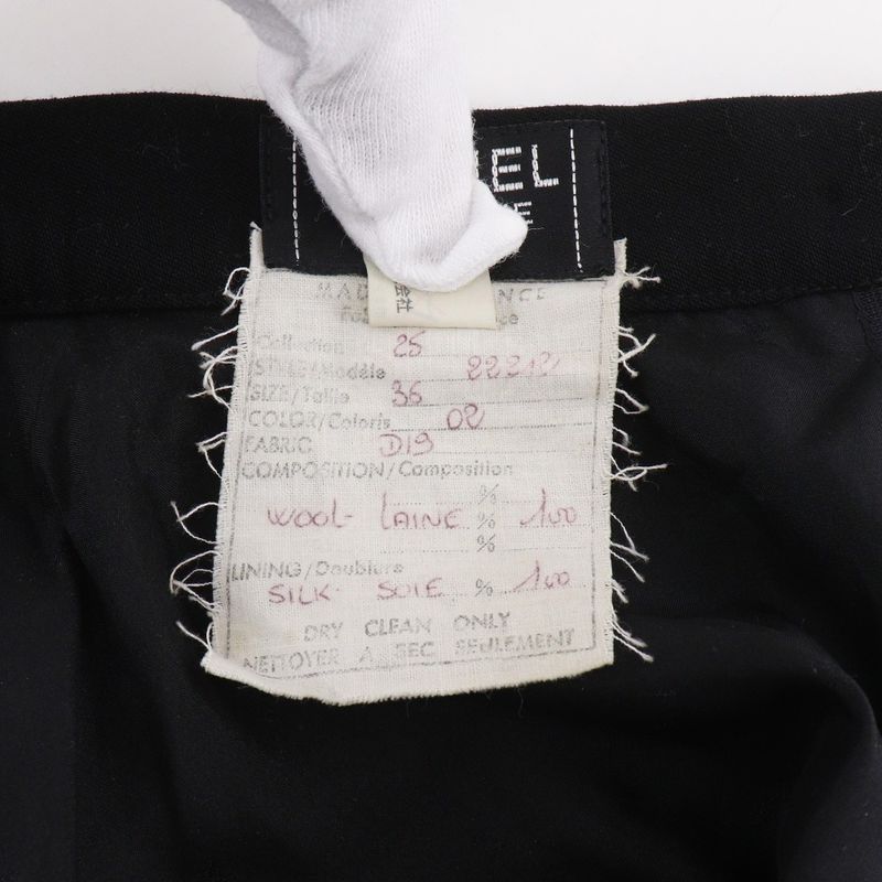 Chanel Tight Skirt Vintage Wool Black