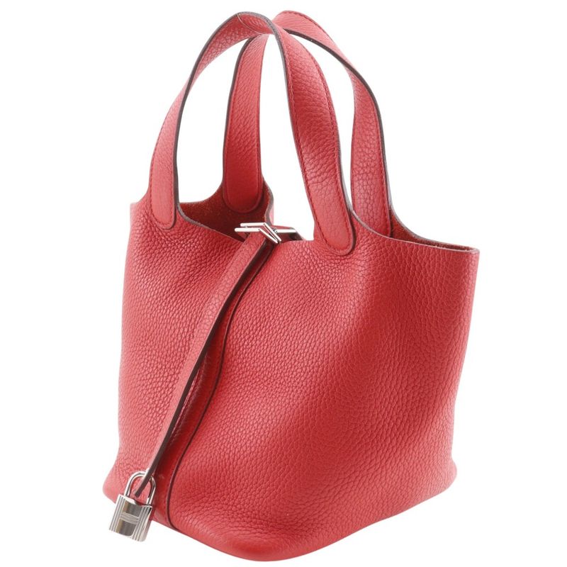 Hermes Picotin Lock 18 PM Taurillon Clemence Red D Handbag