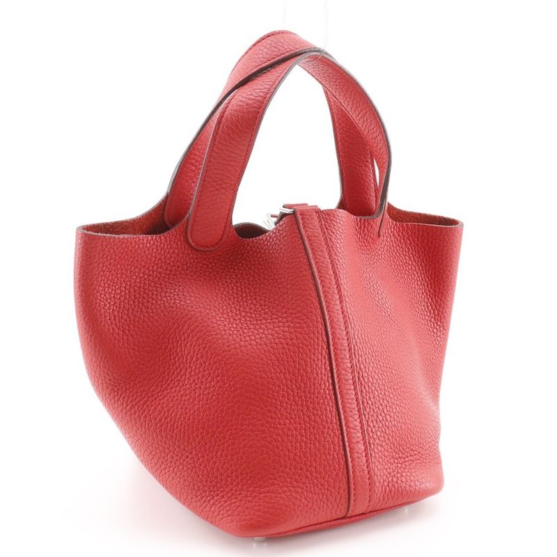 Hermes Picotin Lock 18 PM Taurillon Clemence Red D Handbag