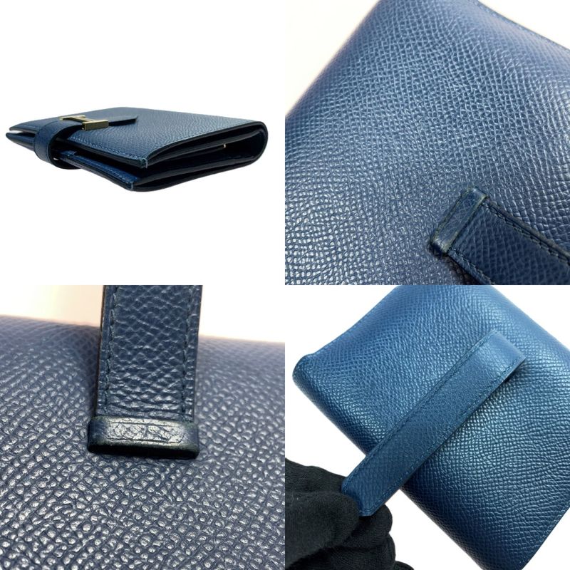 Hermes Bifold Wallet Bearn Compact Gold Black Hhardware
