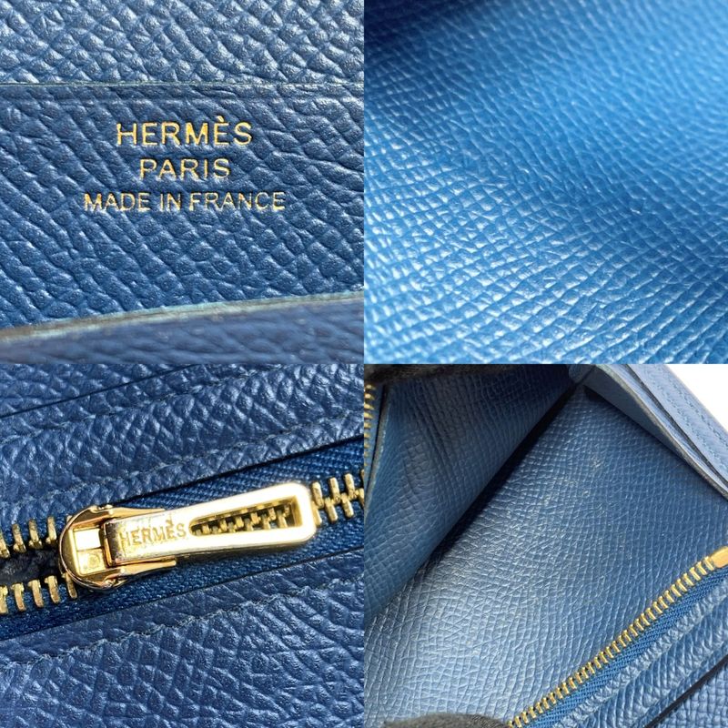 Hermes Bifold Wallet Bearn Compact Gold Black Hhardware