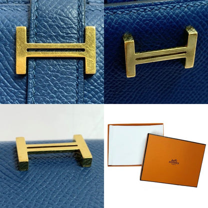 Hermes Bifold Wallet Bearn Compact Gold Black Hhardware