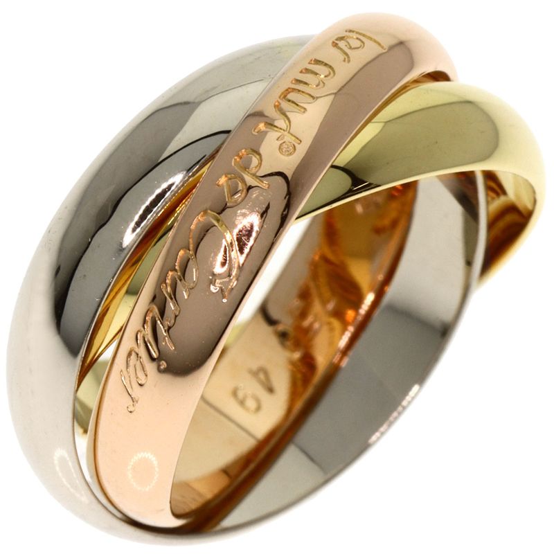 Cartier Trinity 49 Ring 18k Yellow Gold 18k White Pink