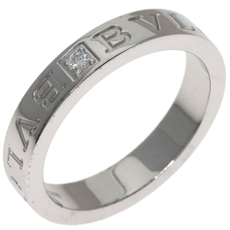 Bvlgari Double Logo Diamond Ring 18k White Gold
