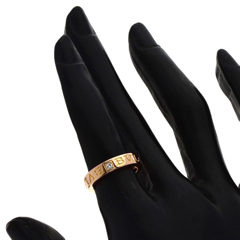 Bvlgari Double Logo Diamond Ring 18k Pink Gold