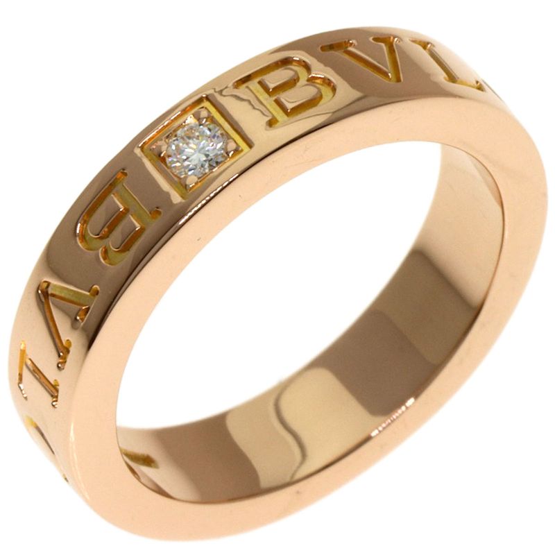 Bvlgari Double Logo Diamond Ring 18k Pink Gold