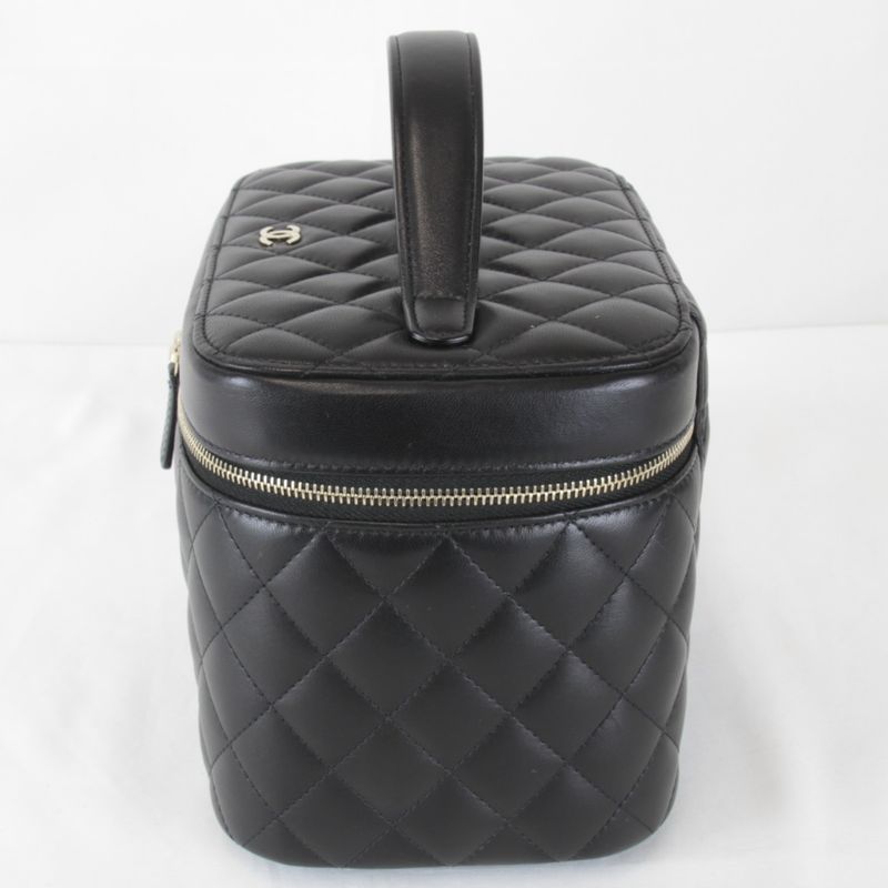 Chanel Quilted Vanity Bag Lambskin Black High Bag