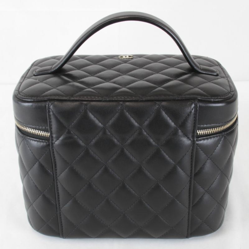 Chanel Quilted Vanity Bag Lambskin Black High Bag