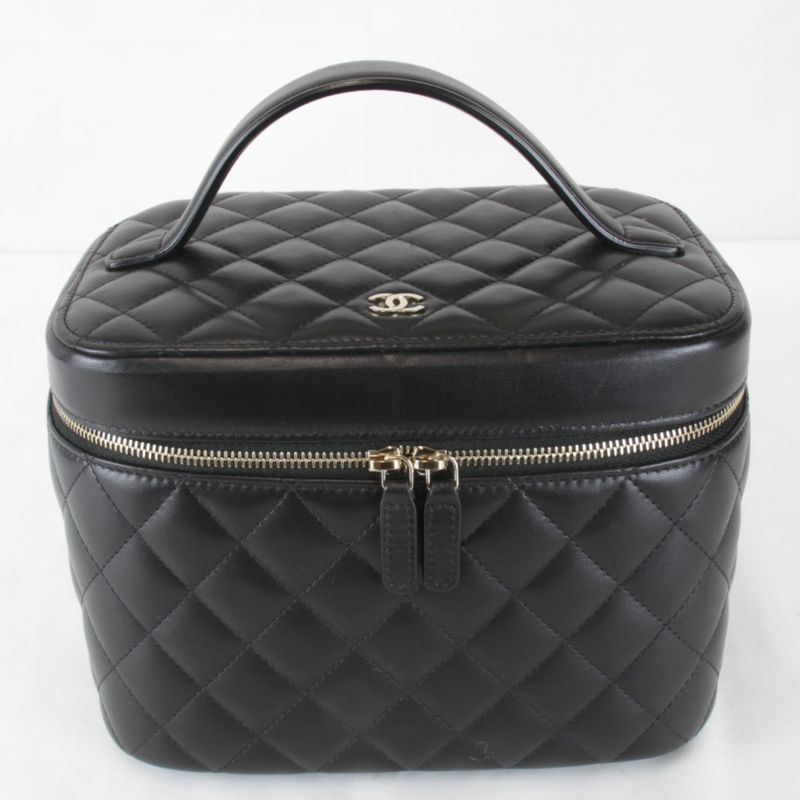 Chanel Quilted Vanity Bag Lambskin Black High Bag