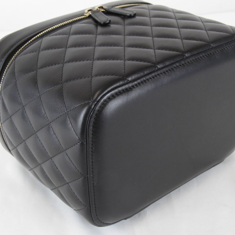 Chanel Quilted Vanity Bag Lambskin Black High Bag
