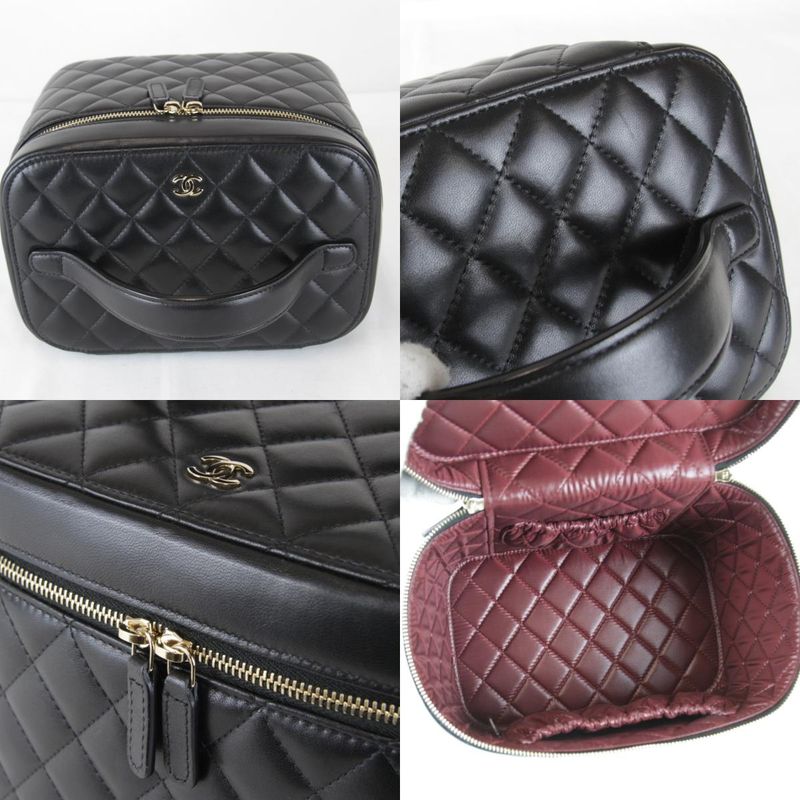 Chanel Quilted Vanity Bag Lambskin Black High Bag