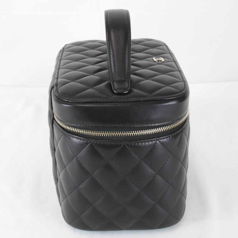 Chanel Quilted Vanity Bag Lambskin Black High Bag