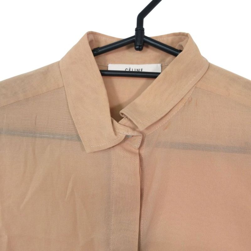 Celine by Phoebe Philo Era Sheer Shirt Blouse Top 36 S Beige
