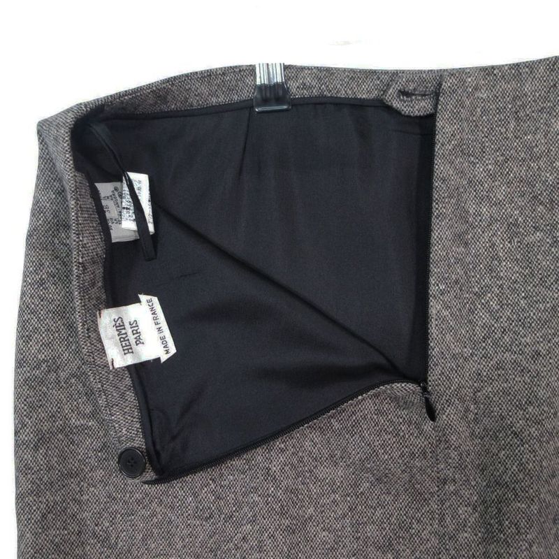 Hermes Gaultier Era Skirt Tight Mini Length Cashmere Blend Wool Angora 36 S Gray