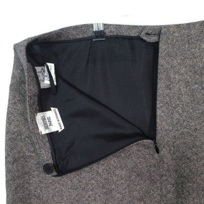 Hermes Gaultier Era Skirt Tight Mini Length Cashmere Blend Wool Angora 36 S Gray