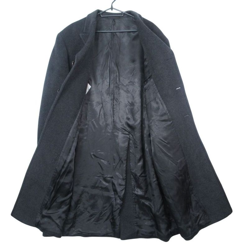 Prada Long Coat Jacket Chesterfield Wool Vintage 50 L Black