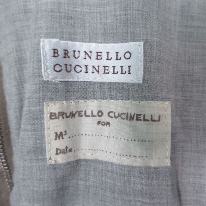Brunello Cucinelli Coat Jacket Cashmere Knit Switch Stand Collar 44 L Beige