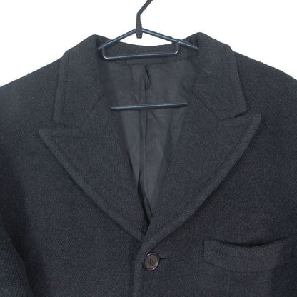 Prada Long Coat Jacket Chesterfield Wool Vintage 50 L Black