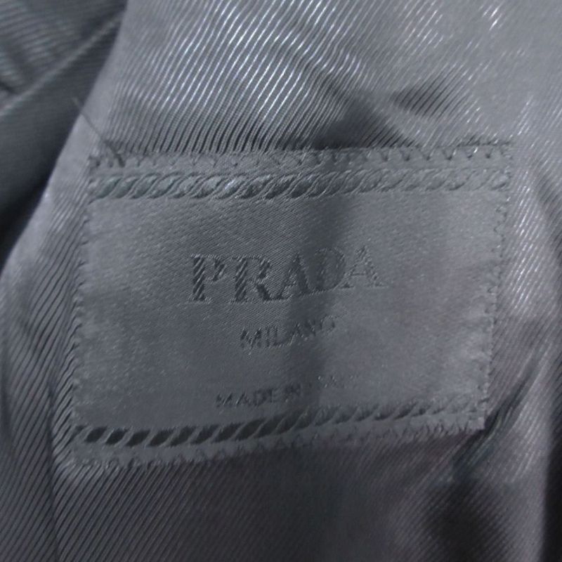 Prada Long Coat Jacket Chesterfield Wool Vintage 50 L Black