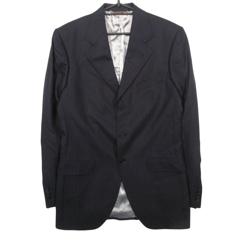 Dolce & Gabbana Cashmere Herringbone Pattern Tweed Jacket Black 48