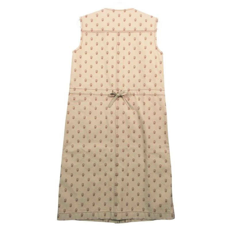 Hermes Collier de Chien Pattern Sleeveless Denim Dress Series Button 34 XS
