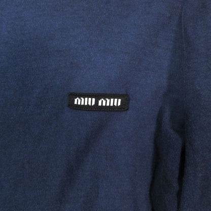 Miu Ribbed Jersey Dress One Point Logo Navy XS
