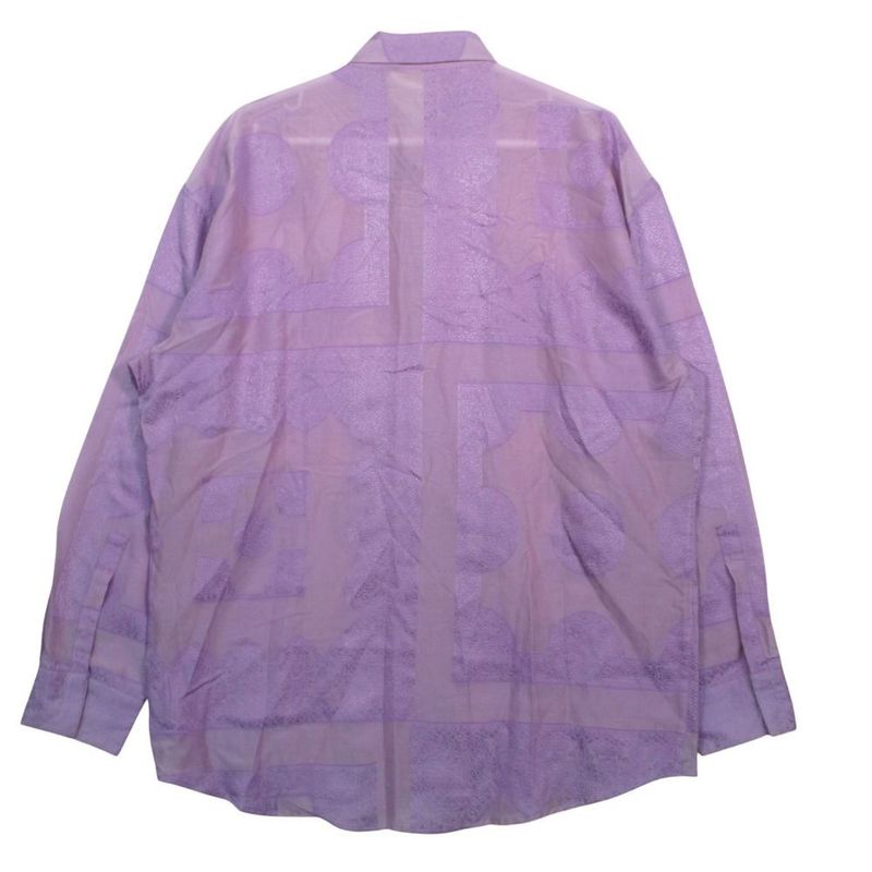 Versace Gianni Silk Baroque Pattern Shirt Long Sleeve Top Lavender 50