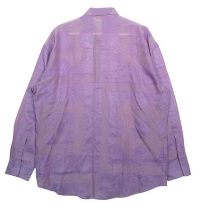 Versace Gianni Silk Baroque Pattern Shirt Long Sleeve Top Lavender 50