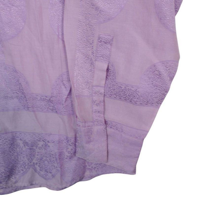 Versace Gianni Silk Baroque Pattern Shirt Long Sleeve Top Lavender 50