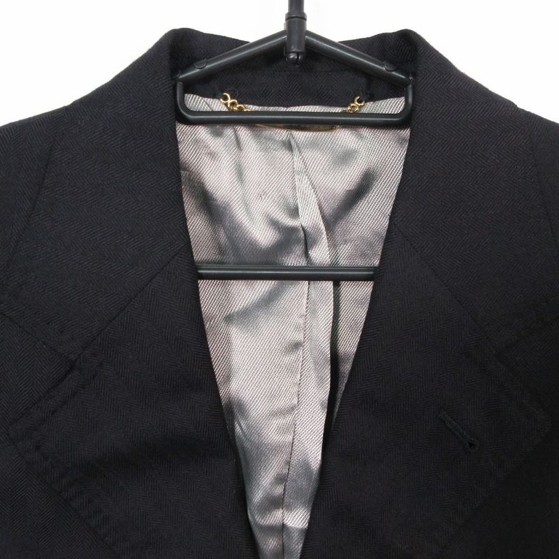 Dolce & Gabbana Cashmere Herringbone Pattern Tweed Jacket Black 48