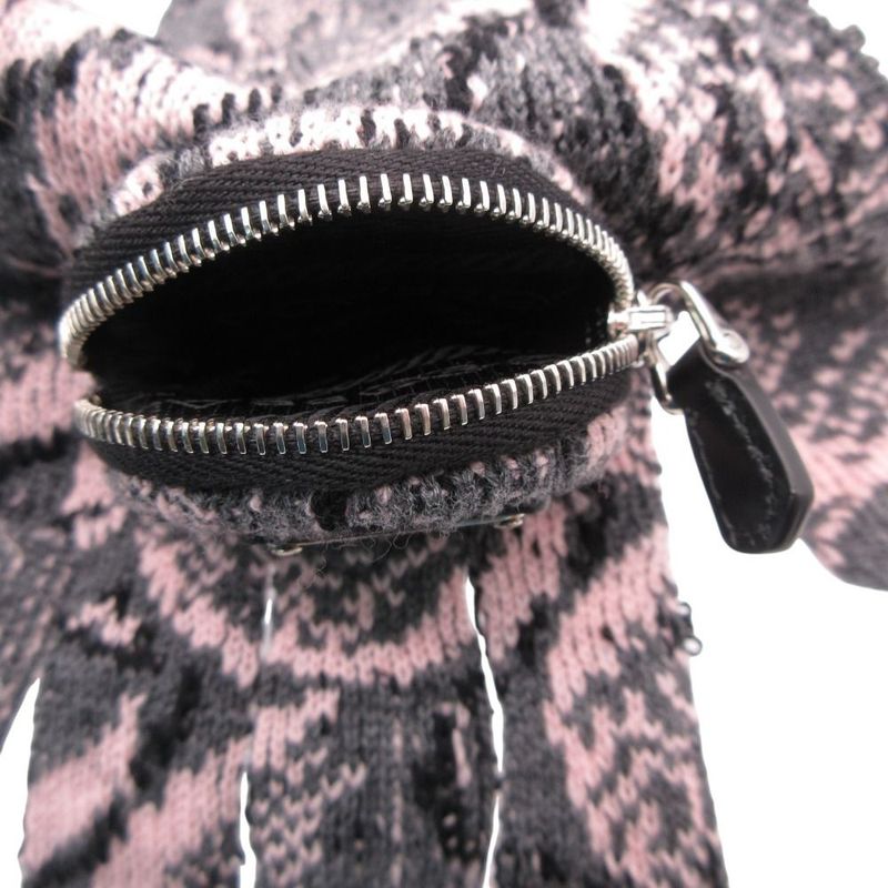 Prada Long Knit Gloves Gray Light Pink Pouch