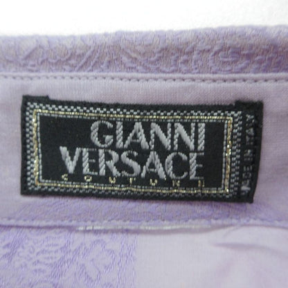 Versace Gianni Silk Baroque Pattern Shirt Long Sleeve Top Lavender 50